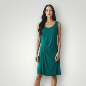 Calvin‎ Klein Womens 12 Kelly Green Sleeveless Tank Dress Side Ruched Stret